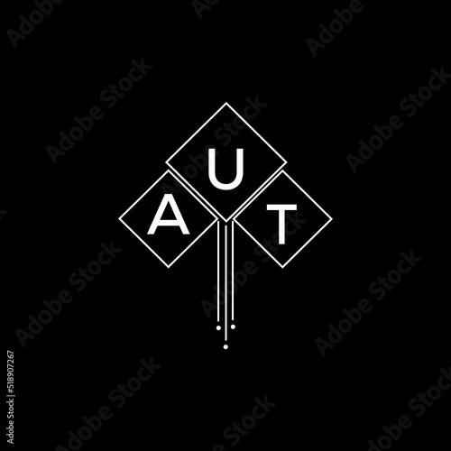 AUT letter logo design with white background in illustrator, AUT vector logo modern alphabet font overlap style.

