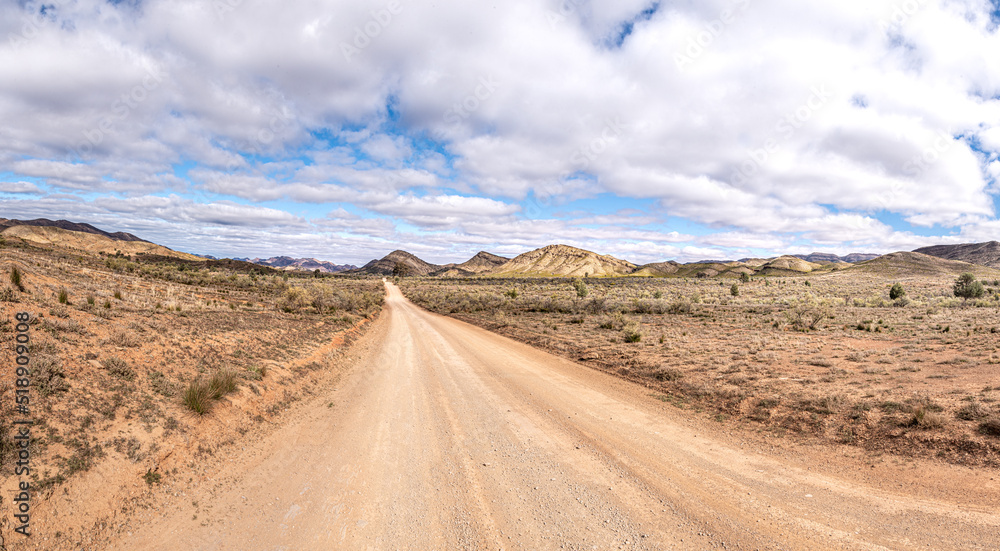 Glass Gorge road travelling toward Parachilna Gorge, traveling through the ancient landscape of the flinders Ranges, South Australia. Glass Gorge road travelling toward Parachilna Gorge, traveling through the ancient landscape of the flinders Ranges, South Australia.