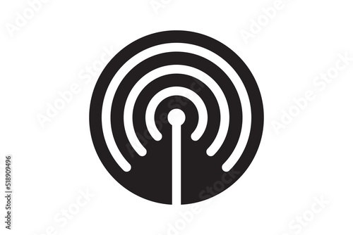 Radio tower antenna vector icon. Wireless station signal symbol.