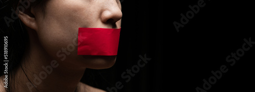 Concept on the topic of freedom of speech, censorship, freedom of press. International Human Right day photo
