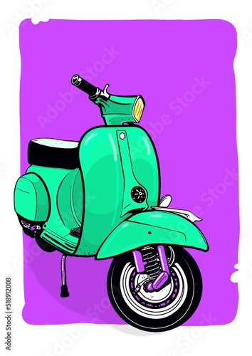 Scooter clásico, ilustración. photo