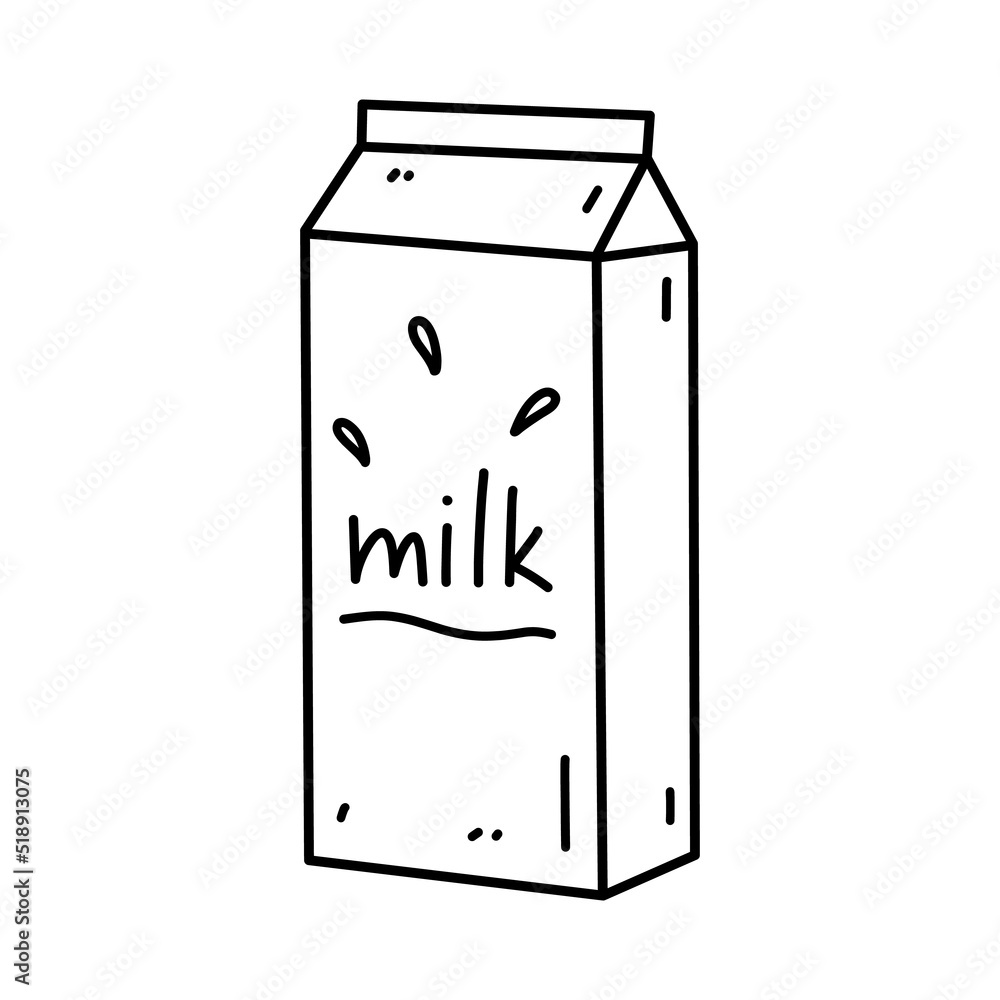 Carton package with milk isolated on white background. Natural dairy product. Vector hand-drawn illustration in doodle style. Perfect for decoration, logo, menu, recipes, various designs. Carton package with milk isolated on white background. Natural dairy product. Vector hand-drawn illustration in doodle style. Perfect for decoration, logo, menu, recipes, various designs.