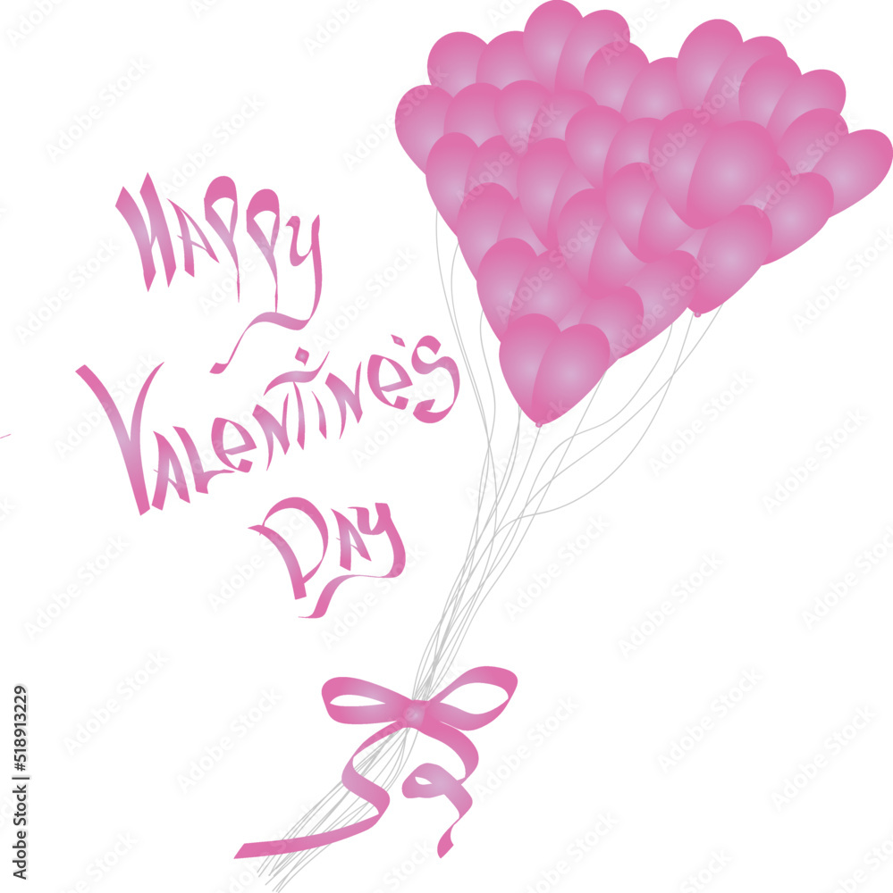 pink balloons in the shape of hearts fly up from the gift bag on the holidays of the birthday, Valentine’s Day, March 8, wedding and other