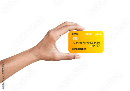 hand hold yellow credit card