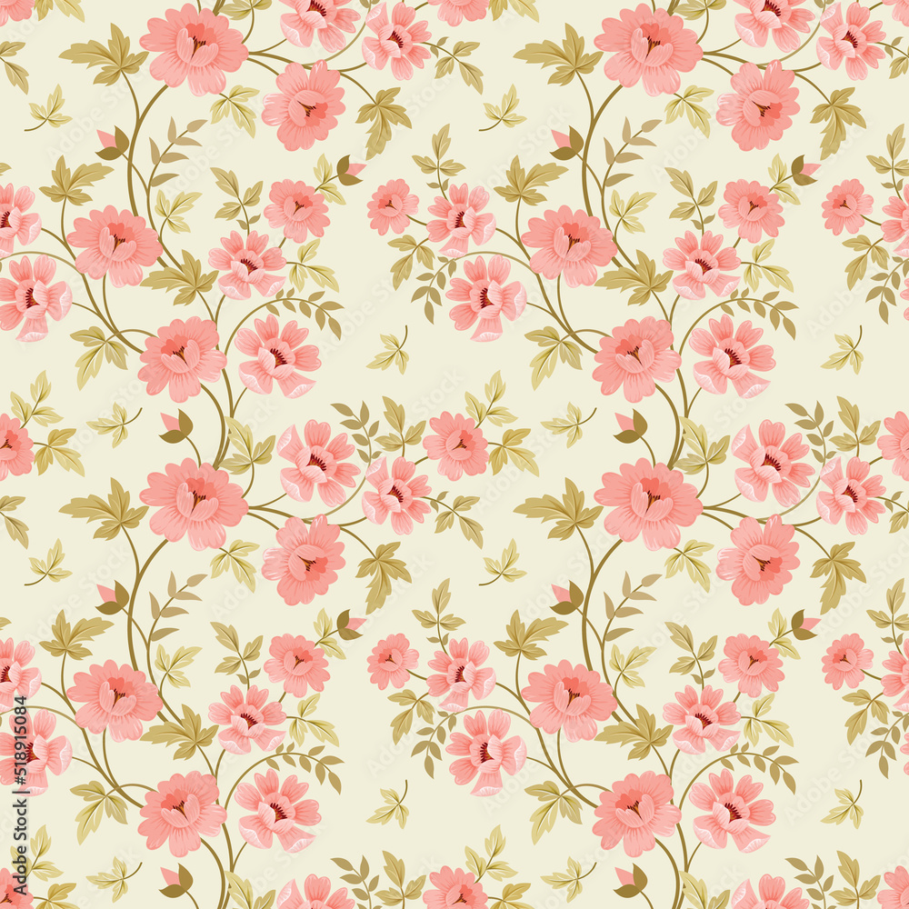 Blooming flowers design in sweet color seamless pattern for fabric  textile  wallpaper.
