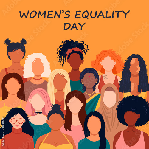Women's Equality Day. Female holiday in United States, celebrated annually in August 26. Women right history month. Feminism concept. Vector illustration