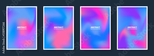 Set of abstract blurred backgrounds in blue, pink and purple color gradient. Cover, poster or brochure designs collection in A4 size. Vector illustration