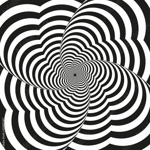 Black lines optical illusion, design element. Twisted black lines on a white background.