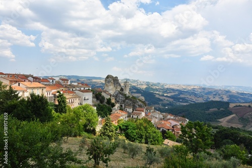 Panoramic view of the Molise village of Pietracupa, Italy.