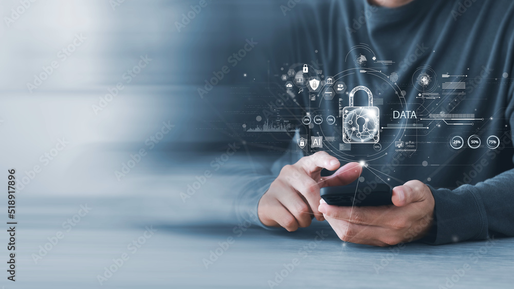 cybersecurity concept, user privacy security and encryption, secure internet access Future technology and cybernetics, screen padlock.. cybersecurity concept, user privacy security and encryption, secure internet access Future technology and cybernetics, screen padlock..