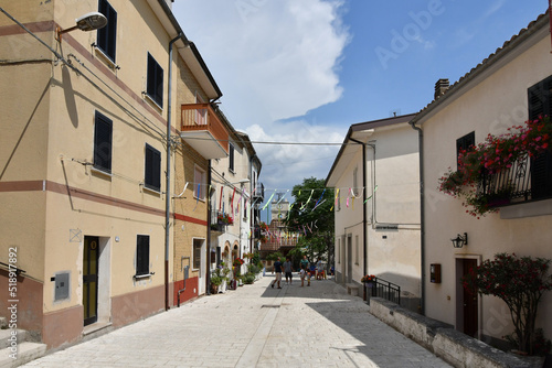 Fototapeta Naklejka Na Ścianę i Meble -  A narrow street in Pietracupa, a mountain village in the Molise region of Italy.