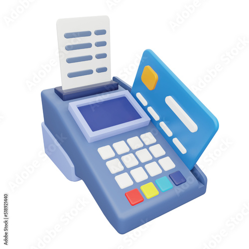 Credit card machine 3d rendering isometric icon.