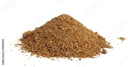 pile of ground soy bean meal high protein source for swine livestock