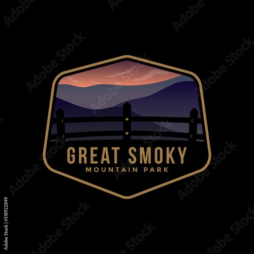 Logo illustrations of Great Smoky National Park emblem.
