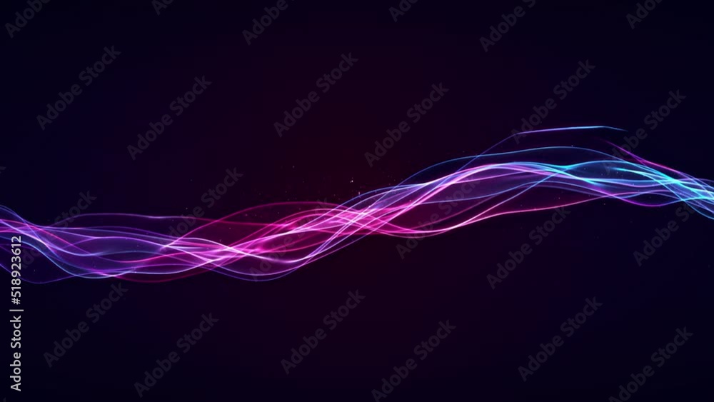 Beautiful abstract wavy lines technology backdrop magenta pink blue light wave digital effect particles. Corporate concept used for visuals, vj, presentations as motion background Seamless Loop 4k