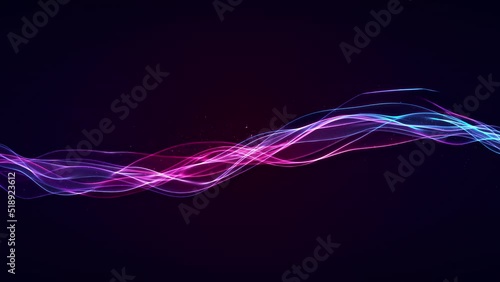 Beautiful abstract wavy lines technology backdrop magenta pink blue light wave digital effect particles. Corporate concept used for visuals, vj, presentations as motion background Seamless Loop 4k