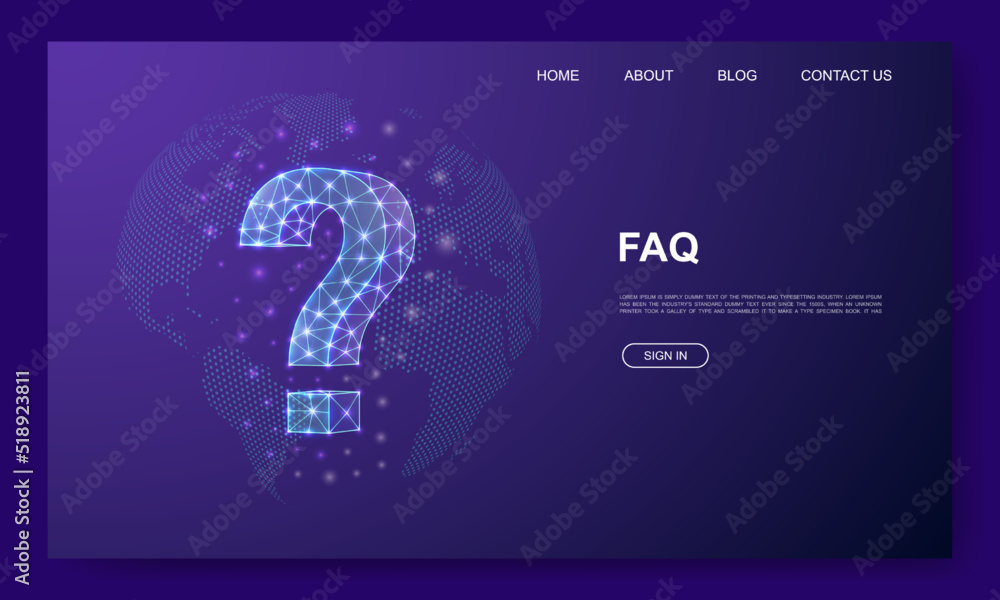Question mark 3d low poly website template. Help support design illustration concept. Polygonal FAQ symbol for landing page, advertising page. Question mark 3d low poly website template. Help support design illustration concept. Polygonal FAQ symbol for landing page, advertising page.