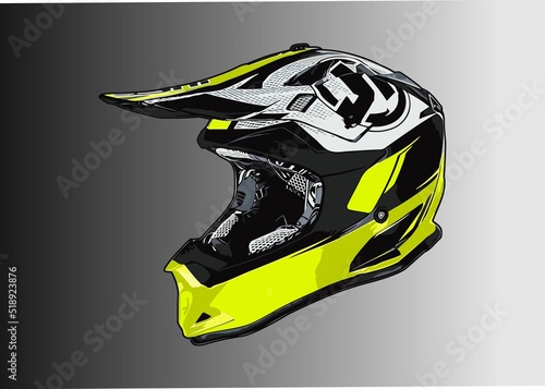 bright yellow black motocross helmet