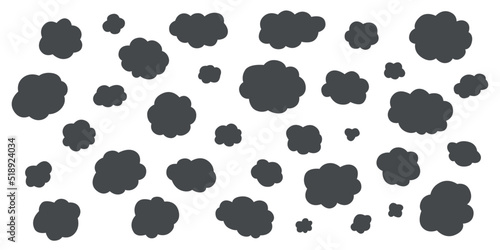 Hand draw clouds set. Vector stock doodle illustration isolated on white background. 