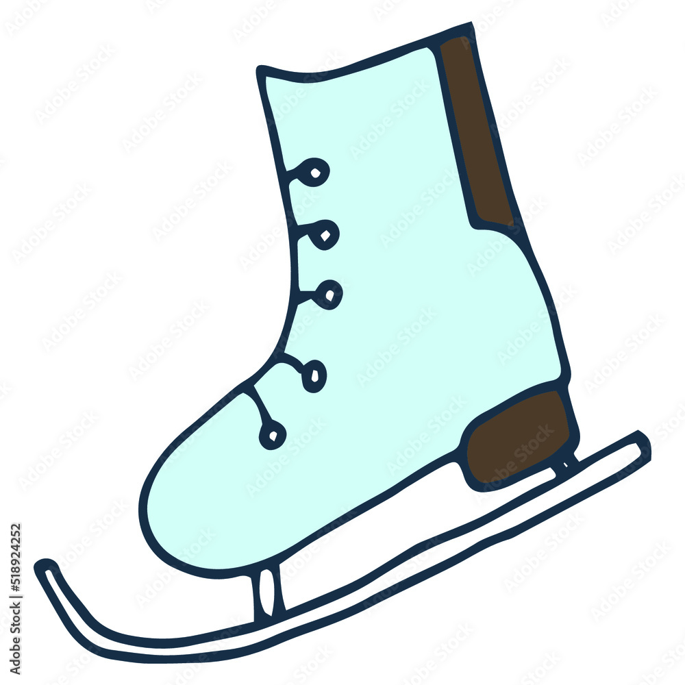 Cute blue skates, winter mood illustration Cute blue skates, winter mood illustration