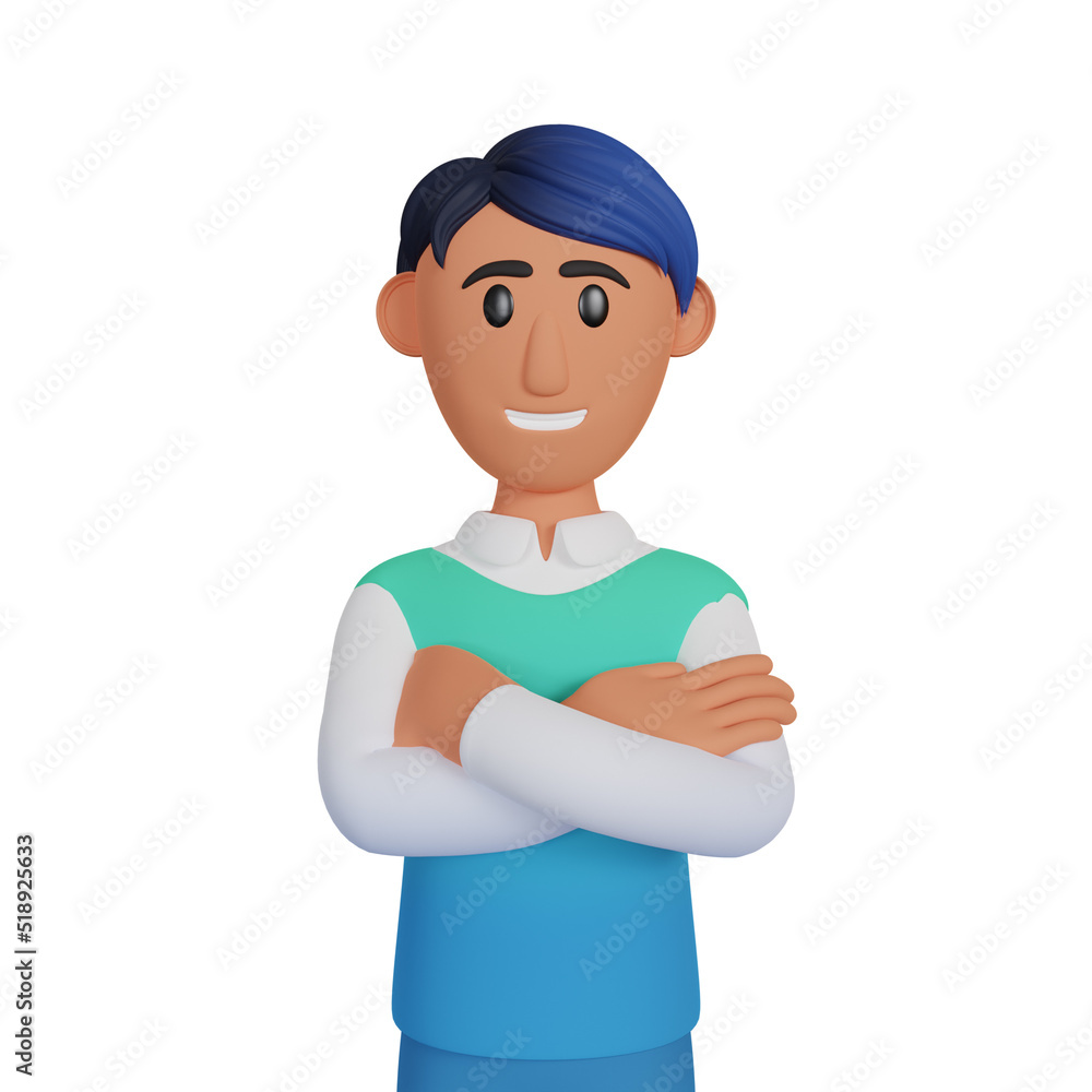 Man Standing With Folding Hand 3d illustration