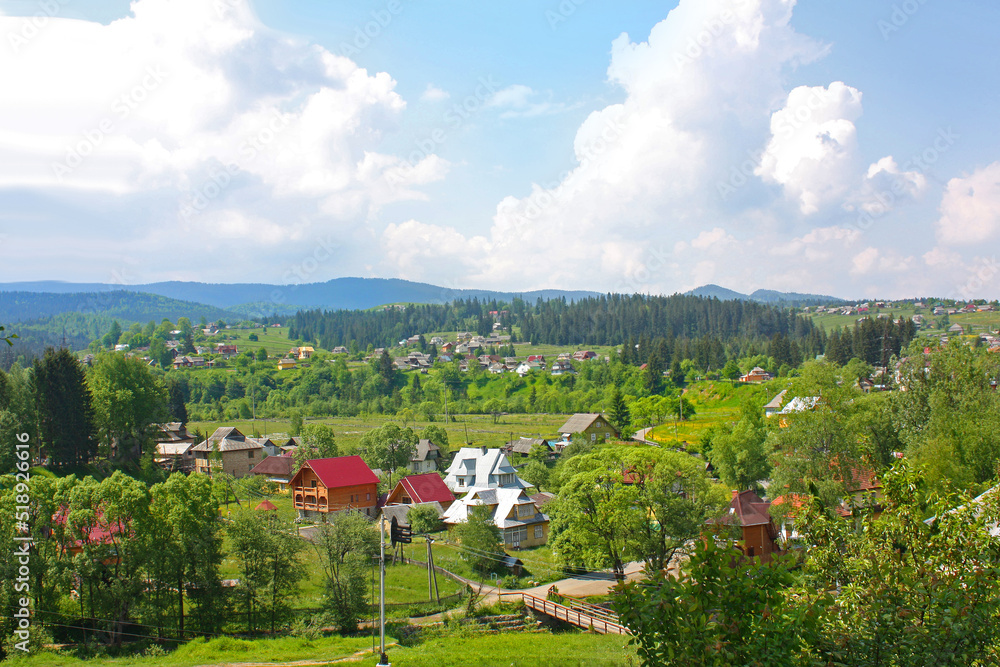 Landscape in the village Vorokhta in the Carpathian Mountains, Ukraine	

