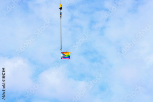 Rainbow LGBTQ+ flag , Rotterdam Pride in the sky, tolerance concept