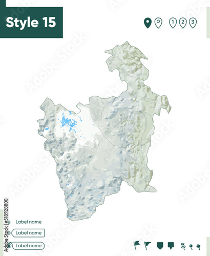 Potosi, Bolivia - map with shaded relief, land cover, rivers, lakes, mountains. Biome map.