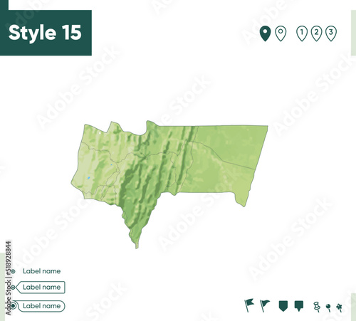 Tarija, Bolivia - map with shaded relief, land cover, rivers, lakes, mountains. Biome map.