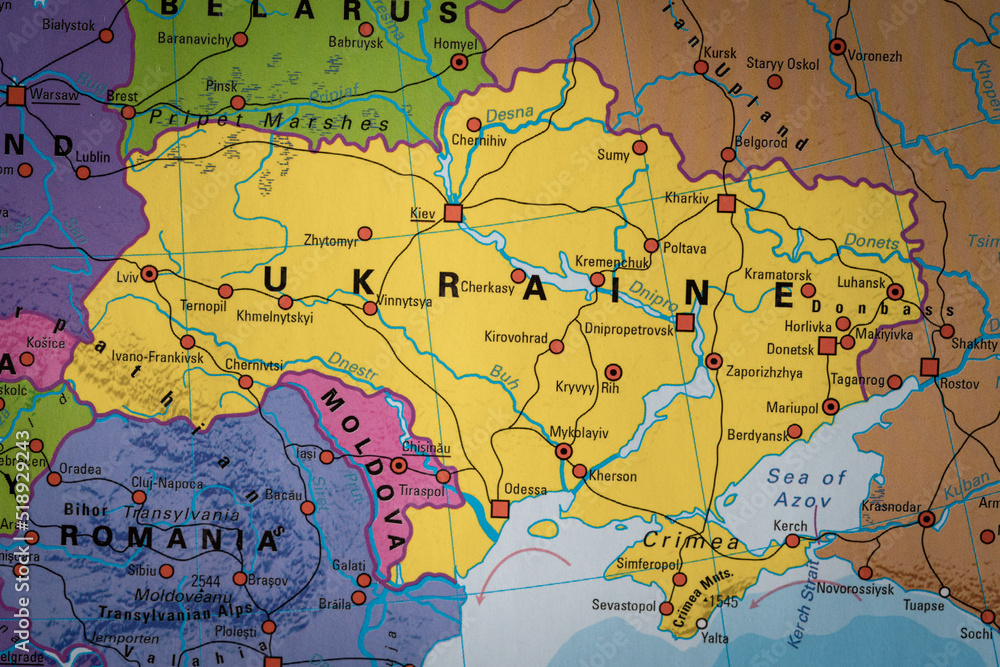 Naklejka premium kolorowa mapa Ukrainy