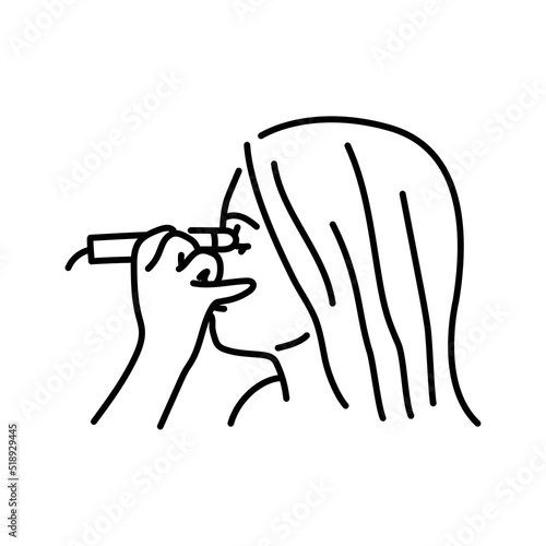 Eye ultrasound color line illustration