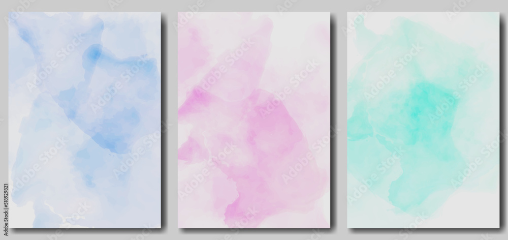 Set of posters or brochure. Watercolor colors. Vector illustration.