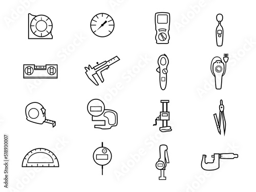 measuring instrument tools line art icon set 