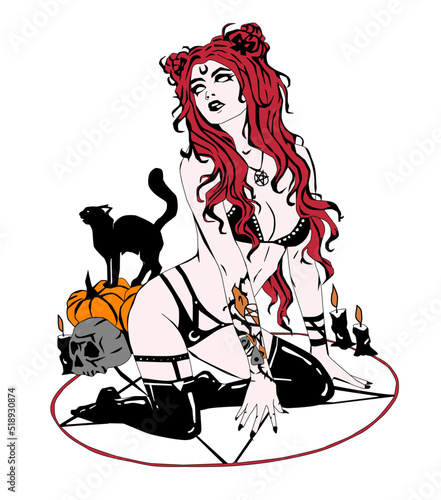 sexy girl halloween color sketch simple