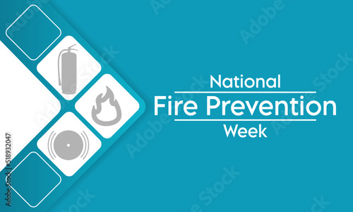 National Fire Prevention Week is observed every year in October, to raise fire safety awareness, and help ensure our home and family is protected. Vector illustration