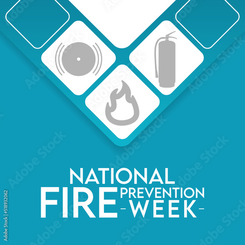 National Fire Prevention Week is observed every year in October, to raise fire safety awareness, and help ensure our home and family is protected. Vector illustration