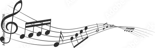 Musical harmony flow on note bearer. Symphony sign