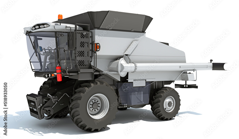 Combine Harvester without header 3D rendering on white background