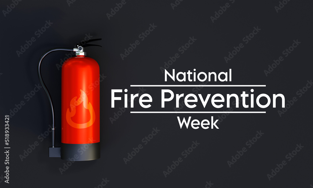 Obraz premium National Fire Prevention Week is observed every year in October, to raise fire safety awareness, and help ensure our home and family is protected. 3D Rendering