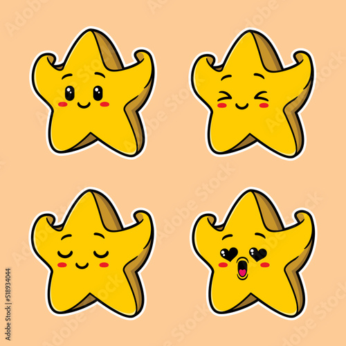 vector illustration of cute star emoji