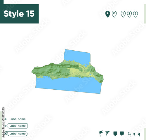 Gorontalo, Indonesia - map with shaded relief, land cover, rivers, lakes, mountains. Biome map.