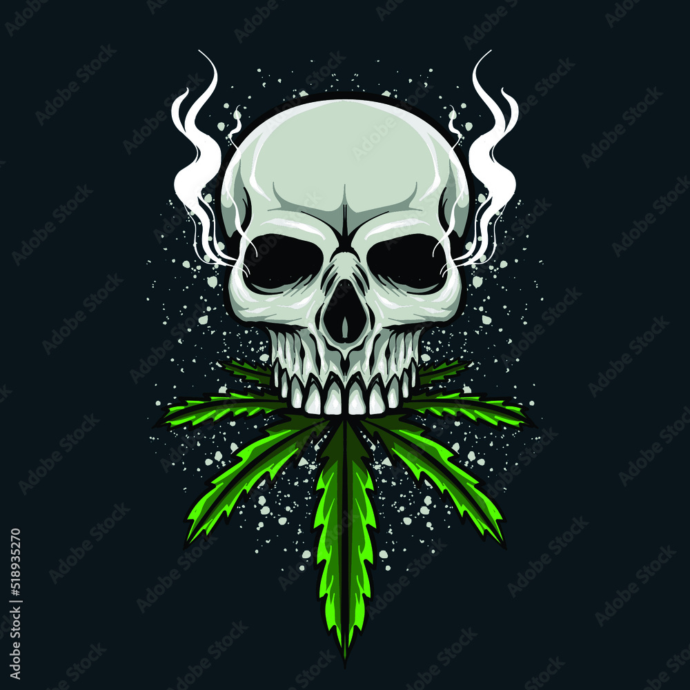 t shirt design skull with marijuana isolated decoration t shirt design skull with marijuana isolated decoration