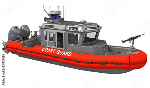 Tableau sur toile Coast Guard Defender Boat 3D rendering