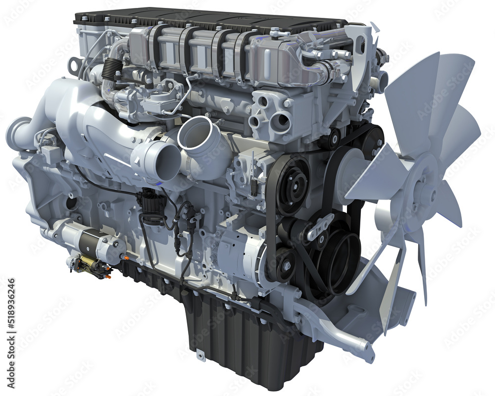 Fototapeta premium Truck Engine motor 3D rendering