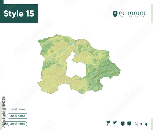 Selenge, Mongolia - map with shaded relief, land cover, rivers, lakes, mountains. Biome map.