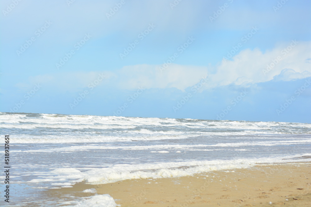 Fototapeta premium North sea in April in Julianadorp, Netherlands. 