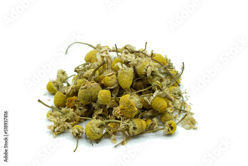 Chamomile tea isolated on white background photo