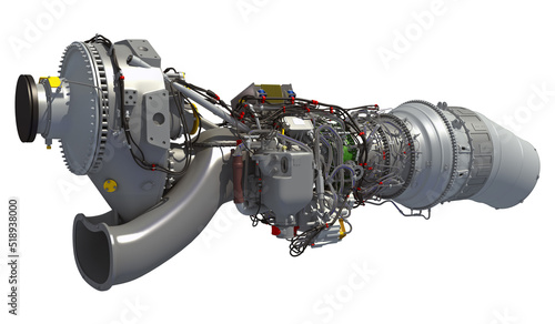 Turboprop Aircraft Engine 3D rendering