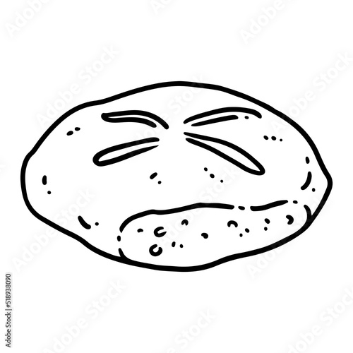 Bread loaf cartoon icon. Bakery outline comic style image. Organic ecological food vector image. Hand drawn isolated illustration for prints, designs, cards.
