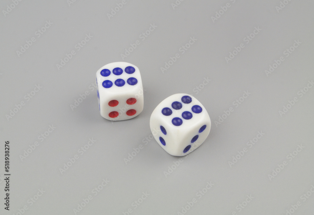 Dices on gay background close-up. Gambling concept. Dices on gay background close-up. Gambling concept.